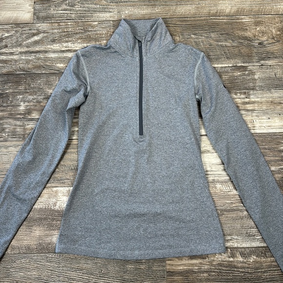 Nike Pro Dri-fit Hyperwarm 1/2 Zip Pullover Top Gray Long Sleeve Thumb, XSmall - Picture 5 of 15